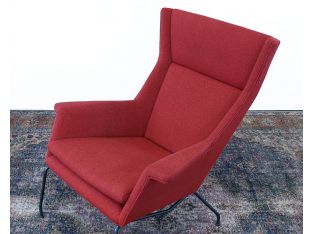 Mid Century Style Wing Chair In Poppy Red