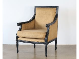 Black French Style Burlap Lounge Chair 