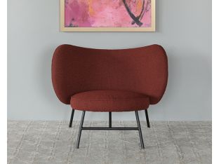 Curved Garnet Lounge Chair On Ebony Iron Frame