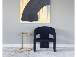 Deep Blue Boucle Three Leg Lounge Chair