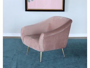 Blush Velvet Lounge Chair with Brushed Gold Legs