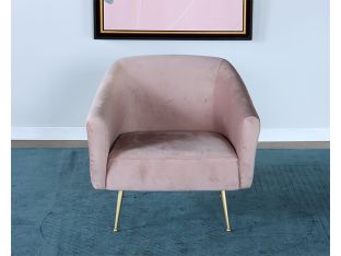 Blush Velvet Lounge Chair with Brushed Gold Legs