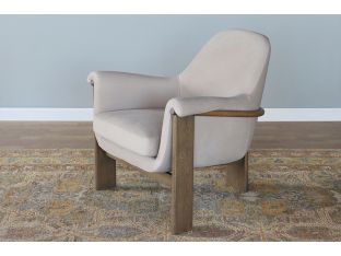 Curved Lounge Chair in Flax with Danish Wood Frame