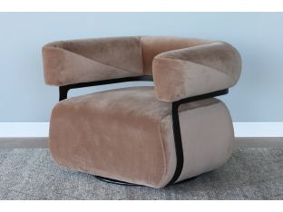 Fawn Velvet Bolster Swivel Lounge Chair
