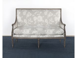 French Style Floral Print Linen Loveseat