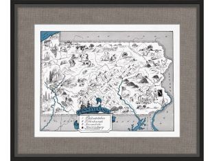 Illustrated Map of Pennsylvania 26W x 21.5H