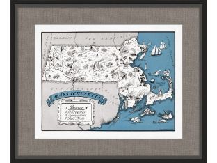 Illustrated Map of Massachusetts 26W x 21.5H