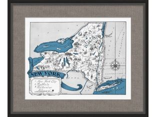 Illustrated Map of New York 26W x 21.5H