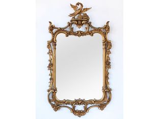 Antique Gold Chippendale Mirror With Phoenix