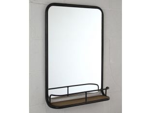 Garland Mirror with Steel Tube Frame and Wood Shelf