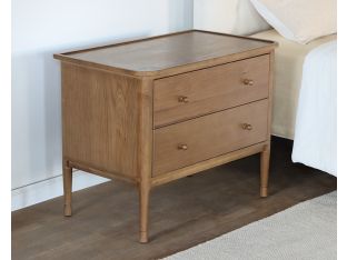 Two Drawer Oak Farmhouse Nightstand