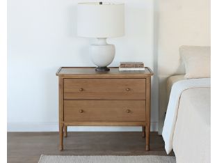 Two Drawer Oak Farmhouse Nightstand