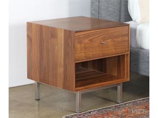 Walnut Nightstand With Stainless Base