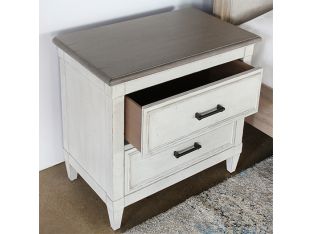Antique White 2 Drawer Nightstand With Wood Top