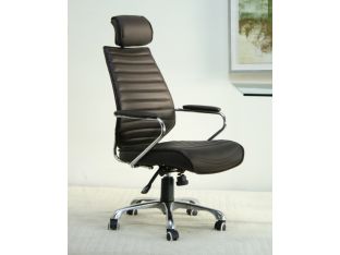 Espresso Leather and Chrome High Back Office Chair