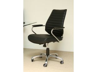 Black Leather Low Back Office Chair