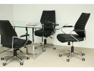 Black Leather Low Back Office Chair