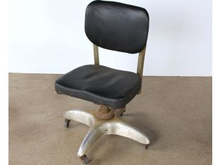 Vintage Black Vinyl Rolling Desk Chair