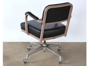 Black Vinyl Rolling Desk Chair with Arms