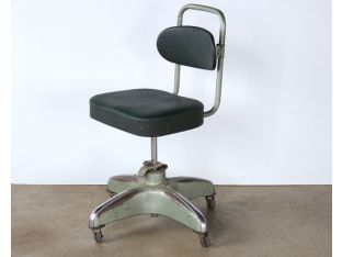 Vintage Green Rolling Desk Chair with No Arms