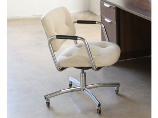 Vintage Nubbed Oatmeal Rolling Desk Chair