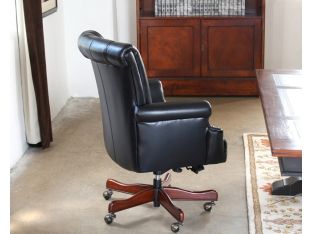 Black Leather Channel Back Executive Chair