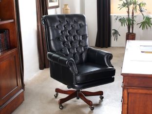 Black Leather Tufted Executive Chair