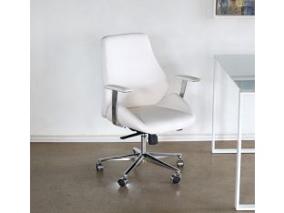 Bergen Low Back Office Chair in White Leatherette
