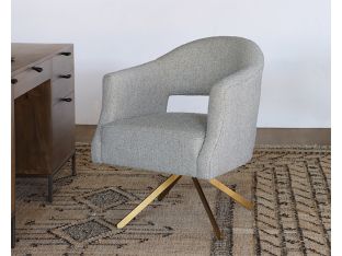 Dove Grey Woven Office Chair on Brass Legs