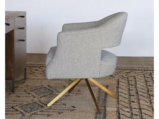 Dove Grey Woven Office Chair on Brass Legs