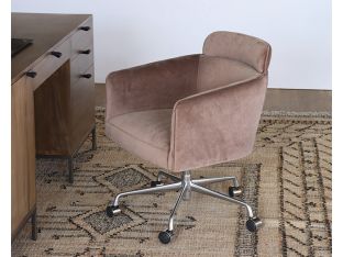 Mink Velvet Office Chair on Casters