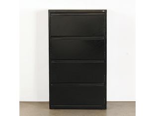 4 Drawer Lateral Black Narrow File Cabinet