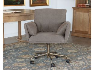 Coffee Brown Linen Office Chair