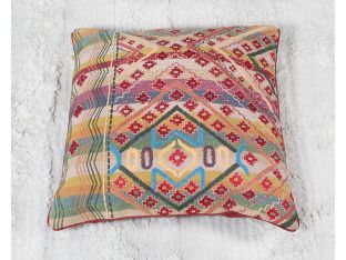 Red & Grass Green Tribal Floor Pillow