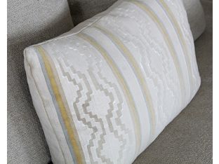 Saffron And Grey Vertical Striped Kidney Pillow