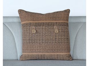 Indian Style Camel And Black Pillow With Buttons