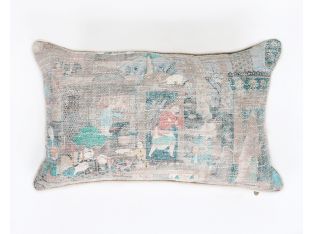 Muted Ancient City Scene Pillow - Cleared