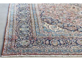 9'3" x 13'4" Pale Blue and Rose Najafabad Persian Rug Circa 1965