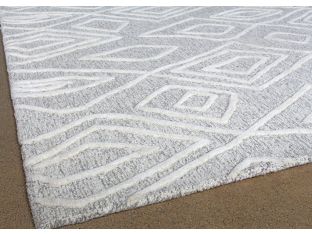 8x11 Ivory/Natural Wool & Cotton Patterned Rug