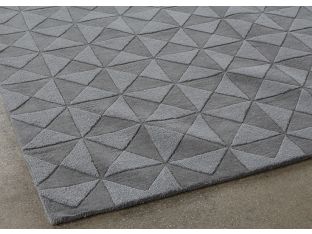 8' X 11' Pewter 100% Wool Geometric Patterned Rug