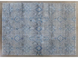 9'6" x 13'2" Taupe/Azure Floral Patterned Rug
