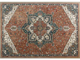 9' 3" X 13' Rust And Ivory Traditional Wool Rug