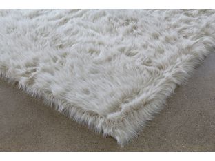7' 6" X 9' 6" Bone Faux Fur One Inch Pile Rug