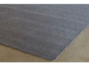 8' X 10' Geometric Grey Flat Weave Rug