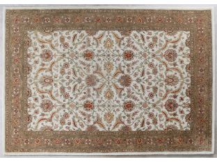 8' X 11' Ivory/Red Persian Style Tufted Wool Rug