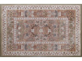 6'7" X 9'4" Camel And Coral Botanical Rug