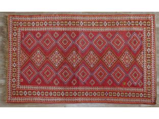 4'5" X 7'8" Red And Gold Vintage Caucasian Rug 