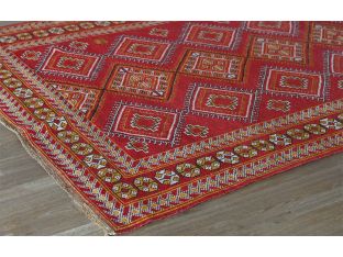 4'5" X 7'8" Red And Gold Vintage Caucasian Rug 