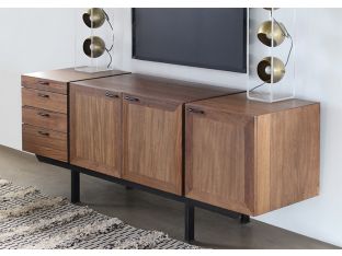 Danish Modern Media Cabinet with Side Drawers