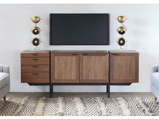 Danish Modern Media Cabinet with Side Drawers